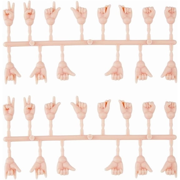 10 Set Tiny Hands for Making 0.87"-1.14" Long Plastic Hand Gesture Set Joints Miniature Hands Movable Hand Replacement Parts for Small Making DIY Accessories DIY Making