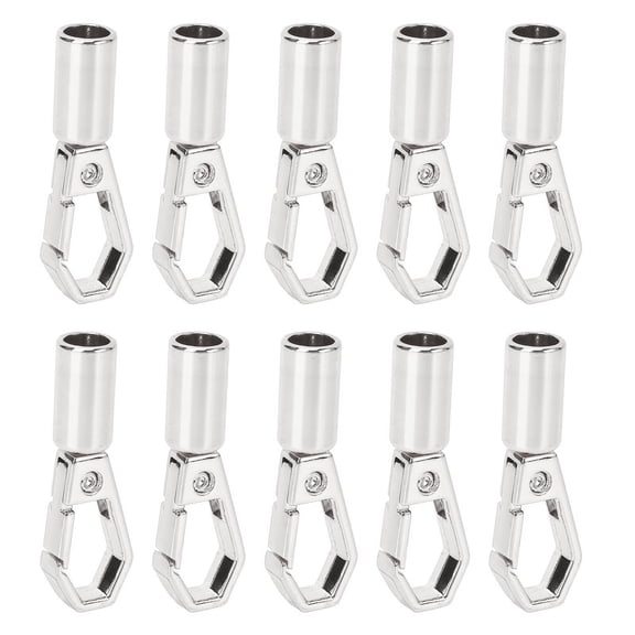 10 Set Zinc Alloy Cord End Cap Rope Stop Snap Decking Fittings Bulk for Jewelry Making with 6mm Bell Hook 7mm Screw Silver 5.91 inches / 15 cm