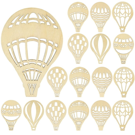 10 Set of Creative Wood Hot Air Balloon Shapes Slices Wooden Cutouts for DIY Crafts Painting