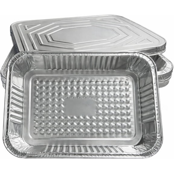[10 Sets] 14.5 x 10.6 Inch   Foil Pans with  (20 Pieces), Heavy Duty Deep Dish Roasting Pans for Turkey, Catering & BBQ