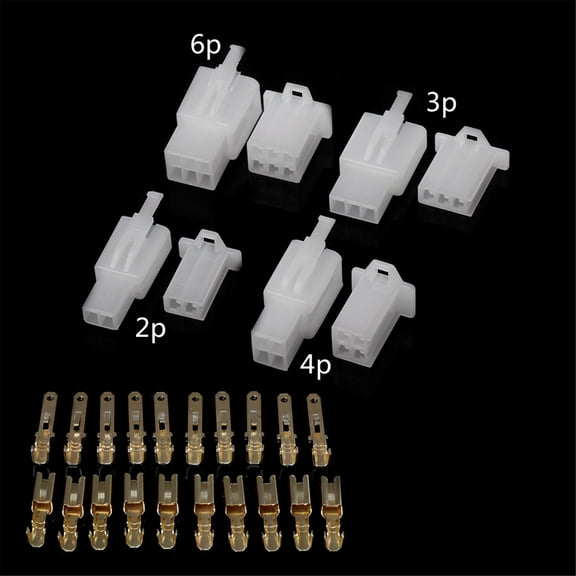 10 Sets 2.8mm 2 Pin Electrical Wire Connector Male Female Plug+Terminal Kit
