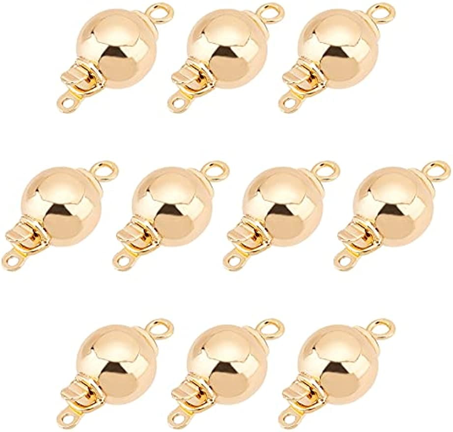 10 Sets Hole 18K Gold Plated Brass Box Clasps Pearl Round