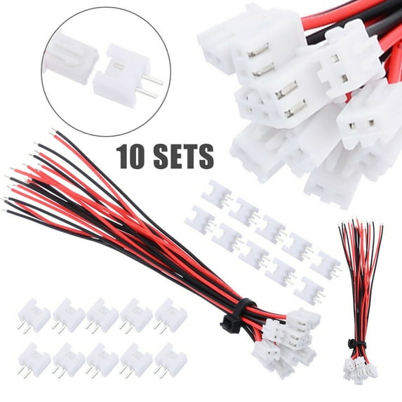 10 Sets 2 Pin Mini Micro Jst Xh2.54mm 24Awg Connector Plug with Wires 200mm Tool