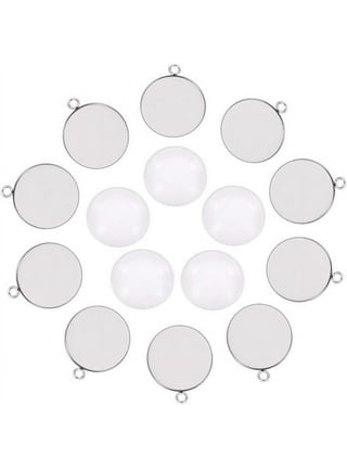 50pcs 25mm Round Cabochon Blanks Stainless Steel Pendant Cabochon Settings Bezel Blanks Cabochons Trays Charms Tray Bezel Pendant Blanks Settings for