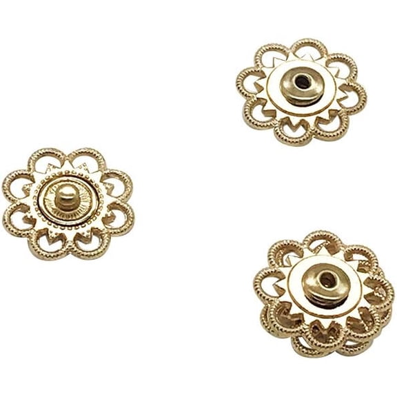 10 Sets 3/4 inch Sew on Snap Buttons Fasteners - Press Studs Buttons for DIY Sewing Clothes Accessories,Gold,Q1755