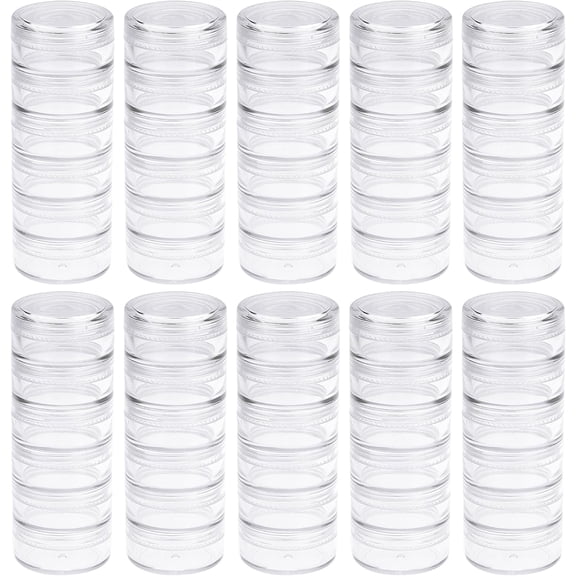 10 Sets 6 Layer Stackable Plastic Containers, 10G/10ML Clear Cosmetic Storage Box Round Organizer Jars for Beads, Buttons, Small Jewelry Findings