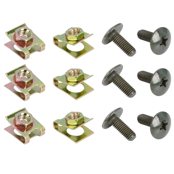 10 Sets 6x16mm U Clip Phillips Screw Assortment Car Clips Fasteners with Screws Army Green Bronze Tone