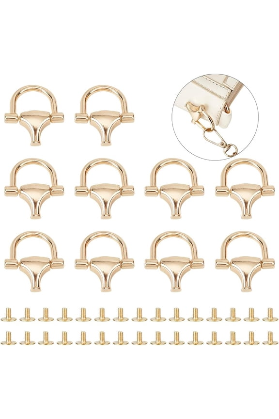 10 Sets Alloy Purse Side Suspension Buckle Clasps Metal Bag Side Ring Buckle Rotatable D Ring Buckle with Screws DIY for Bag Chain Strap Connector DIY Bag Hardware DIY for Handmade Bag Making