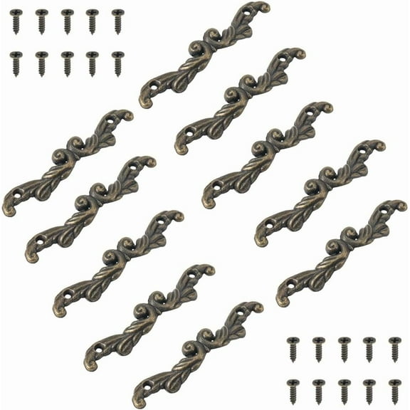 10 Sets Antique Decorative Pull Handle Metal Bronze Pulls Vintage Knobs Handles Kitchen Center Cabinet Dresser Drawer Hardware for Closets Furniture Cupboard Cabinets