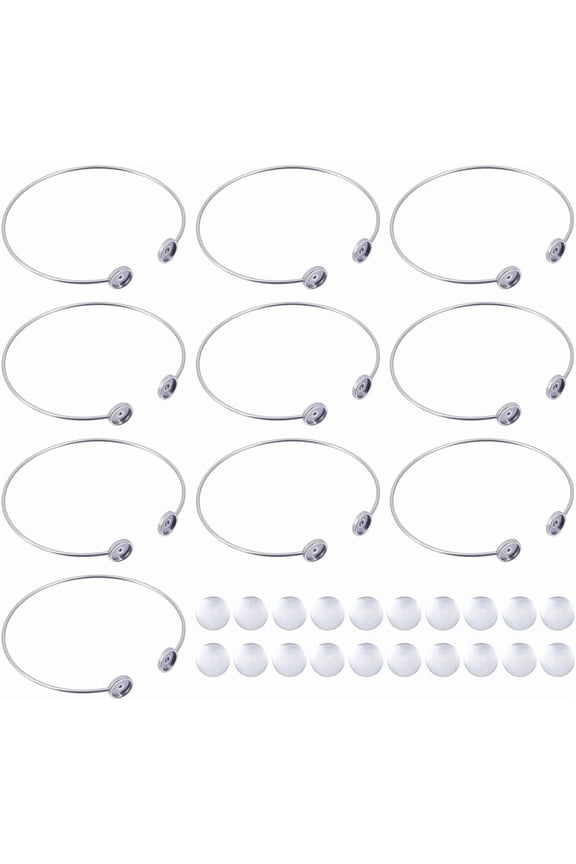 10 Sets Bendable Bezel Bracelet Bangle Base Blanks Stainless Steel Bracelets Cabochon Setting Tray Bracelets Round Blank Base Bracelet for DIY Jewelry Making diy