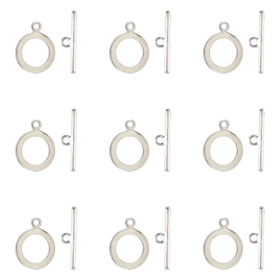10 Sets Brass Toggle Clasp T-Bar Closure O Ring Jewelry Clasps for Necklace Bracelet Jewelry Making (Platinum)