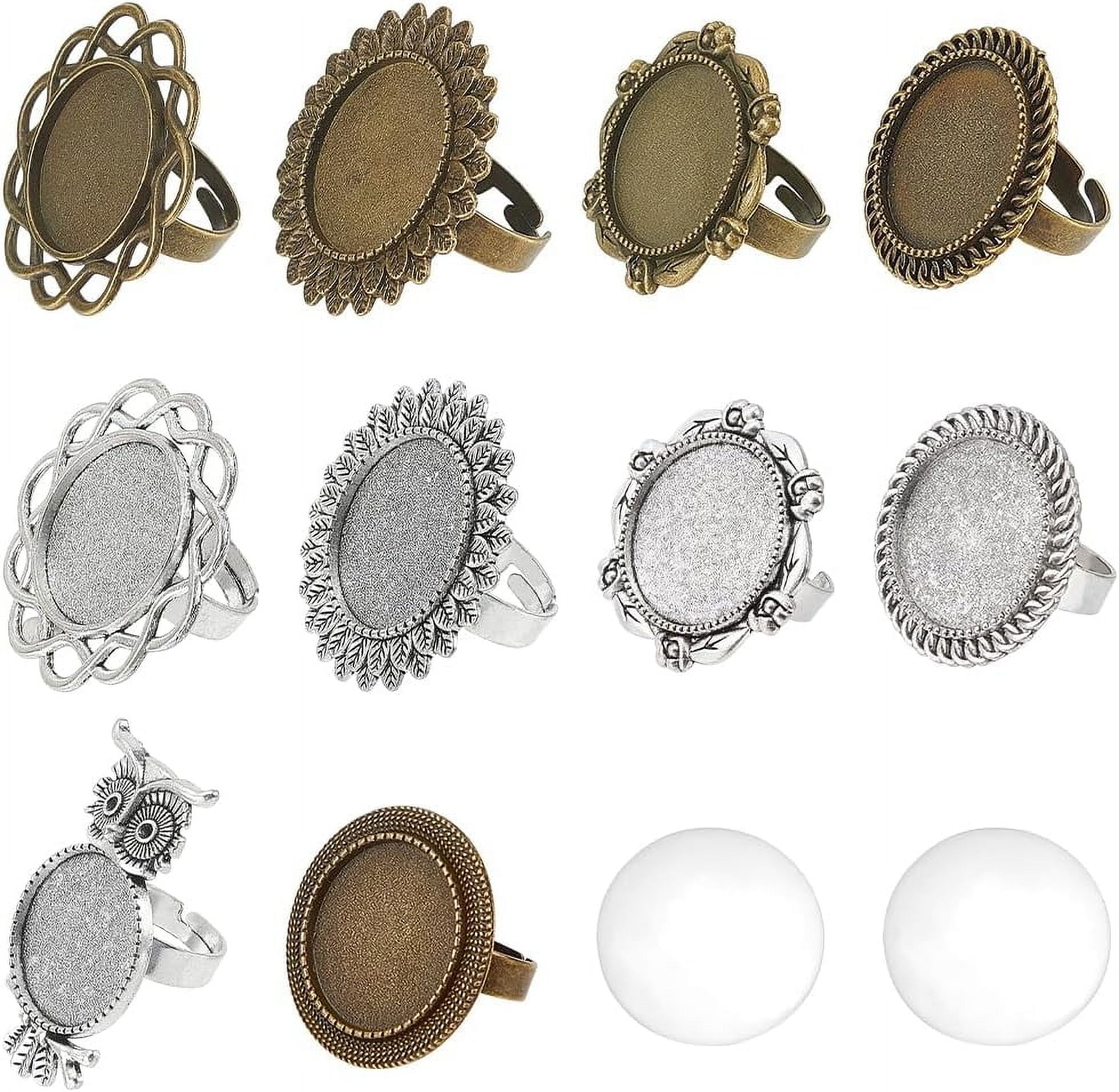 10 Sets Cabochon Settings Rings Cabochon Setting Ring Glass Cabochon ...