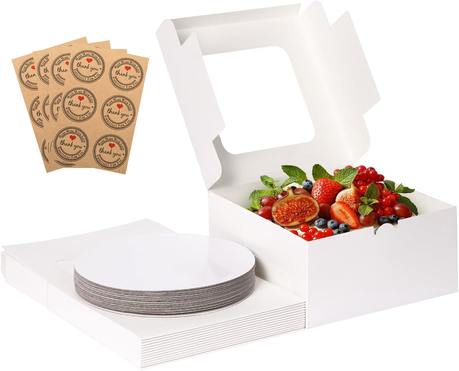 10 Sets Cake Boxes, 10x10x5 Inches Bakery Boxes with Cake Boards, 10 ...