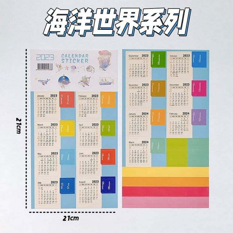 10 Sets Calendar Stickers 2024 Schedule Calendar Stickers Monthly Planner Stickers Sticky Tabs, Size: 20.8x11.4cm