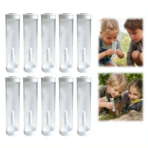 10 Sets Collecting Tubes with Breathable Lids Plastic Bug Containers, Bug Collection Containers, Exploration Cricket Storage, for Outdoor Nature Exploration Educational Observation Jars