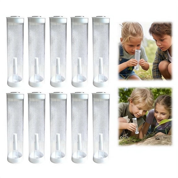 10 Sets Collecting Tubes with Breathable Lids Plastic Bug Containers, Bug Collection Containers, Exploration Cricket Storage, for Outdoor Nature Exploration Educational Observation Jars