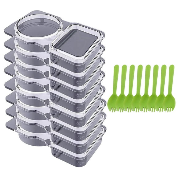 10 Sets Condiment Container with Lid, Disposable Double Compartment Plastic Container Reusable Snack Pack Containers, Portion Control Condiment Container for Sauce Snack