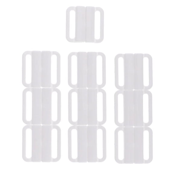 10 Sets Craft Plastic Tape Closure Hook & Clasp Fasteners Sew on Clothes Bra - White, 33 x 32mm