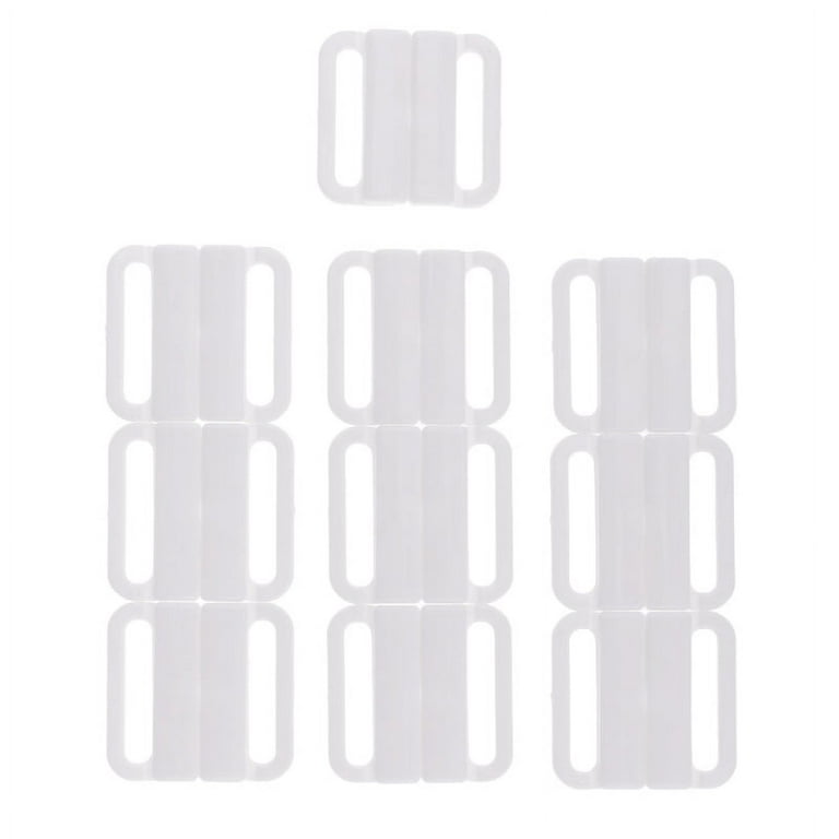 10 Sets Craft Plastic Tape Closure Hook & Clasp Fasteners Sew on Clothes  Bra - White, 33 x 32mm