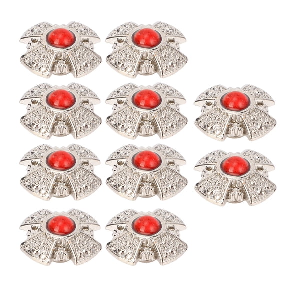 10 Sets Crossing Screw Back Buttons Decorative Rivets Studs for Leather Crafts, 0.77 inches / 19.5 mm, Red