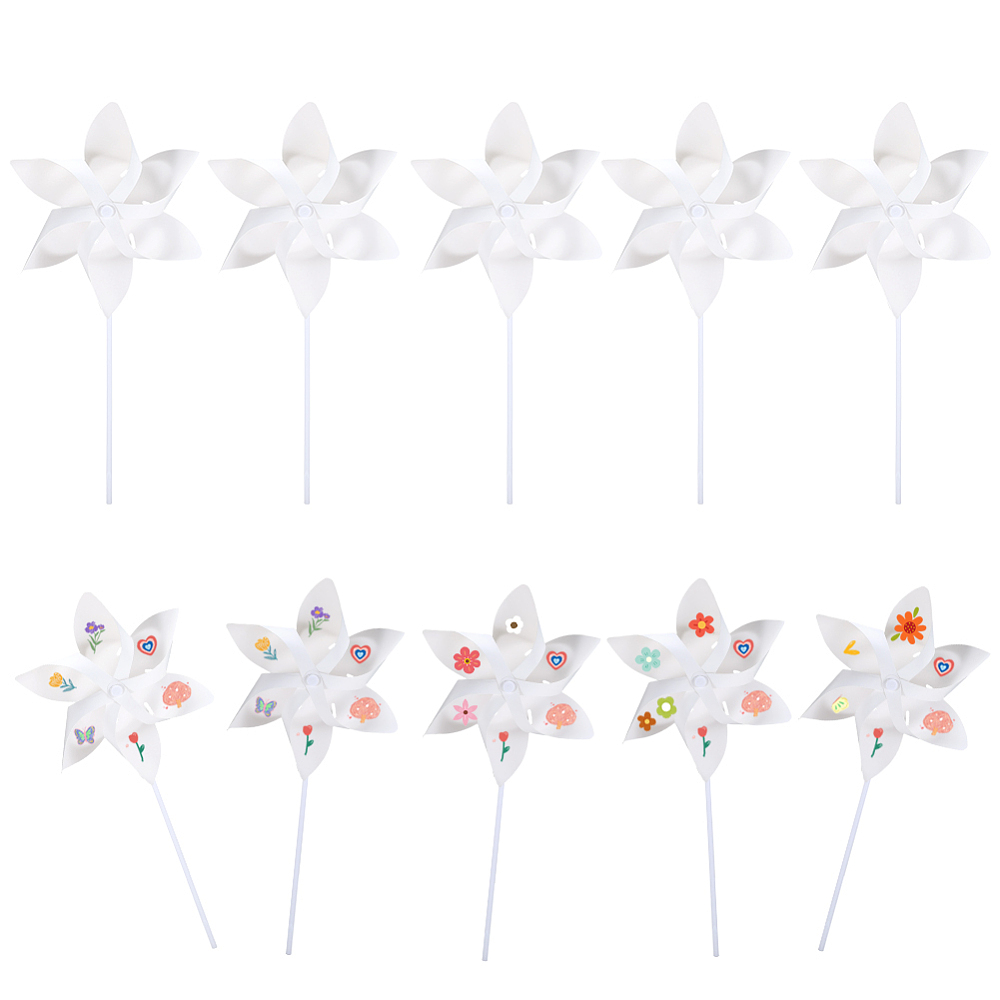 Pinwheel Craft Set 10 Sets DIY Pinwheels Craft Paper Windmill White Blank Your Own ...