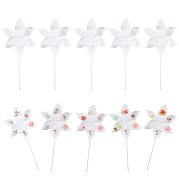10 Sets DIY Pinwheels Craft Paper Windmill White Blank Your Own Pinwheels Decorations for Daycare Arts Craft Daycare Project Party