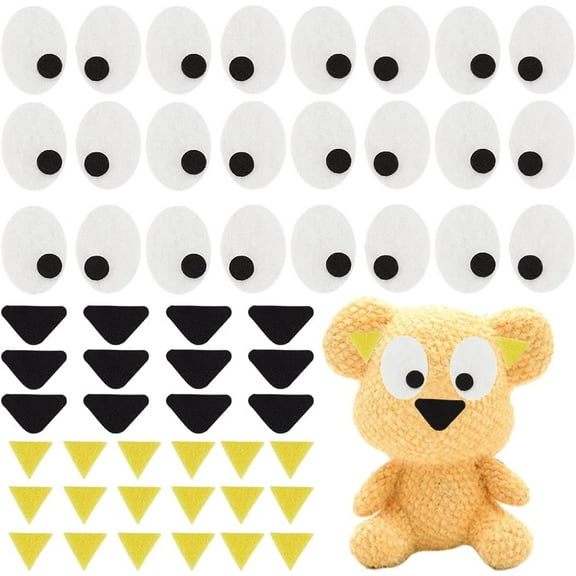 10 Sets Felt Packs for Crafts Include 10 Pairs Flat Eyes 10 Pairs Felt Ears and 10 Pcs Craft Nose Craft Safety Eyes Animal Making Sets for Puppet Teddy Bear Crochet Plush Animal Making