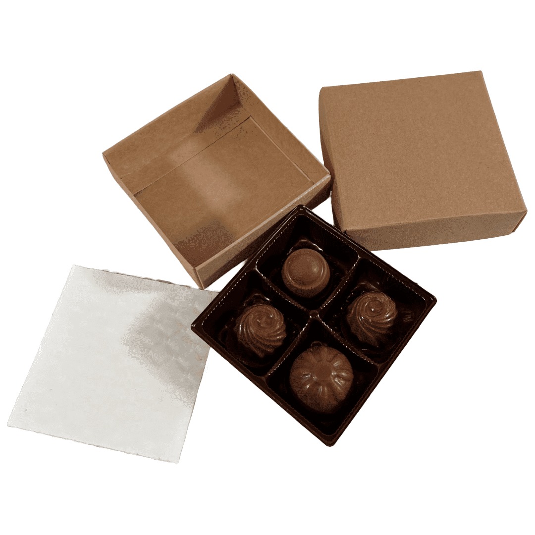 10 Sets - Fillable (Empty) 4 Chocolate Candy Boxes - Natural Kraft ...