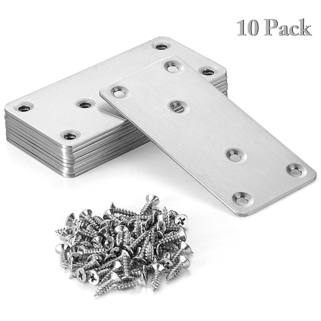 10 Sets Flat Mending Plates Stainless Steel Straight Braces with Screws