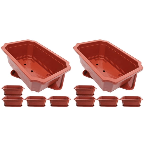 10 Sets Flowerpot House Plant Garden Plastic Succulents Pots Veggie Tray Planter for Plants Bowl Office