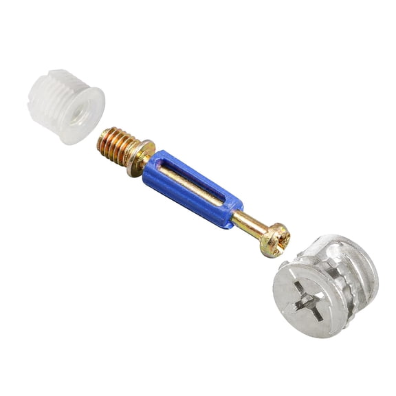 10 Sets Furniture Cam Lock Fasteners, 3-in-1 Cam Locks for Furniture, Cam Lock Fittings Cam Connector Furniture Replacement Parts, 1-9/16" / 40mm Dowel with Blue Plastic Sleeve