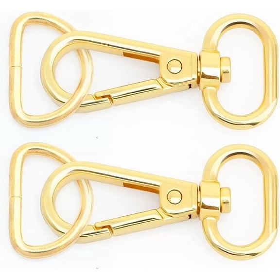 10 Sets Gold Finish Snap Hook Lobster Clasp Swivel Push Gate Fashion Clip with D Ring Craft FSD1 (1 Inch)