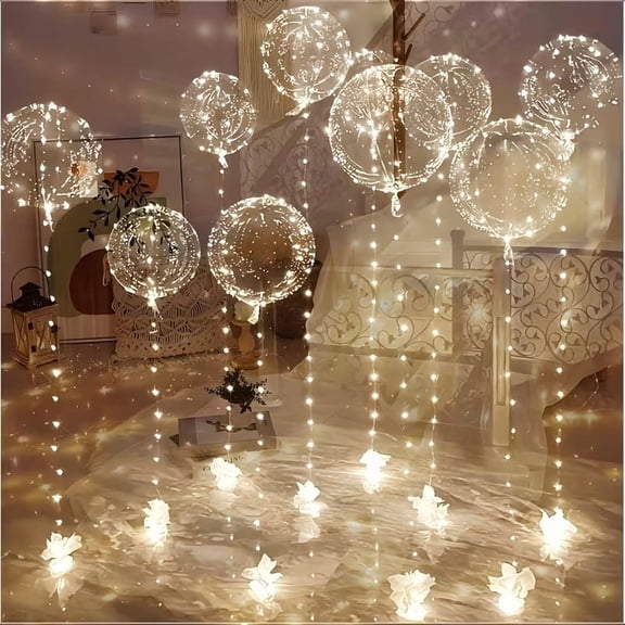 10 Sets LED Light Floating Wave Balloons for Wedding and Party Decorations - Battery-Free Inflatable Balloons for Home and Event Decor