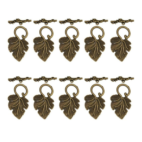 10 Sets Leaf OT Toggle Clasps Jewelry Clasp Connectors Jewelry DIY Bronze