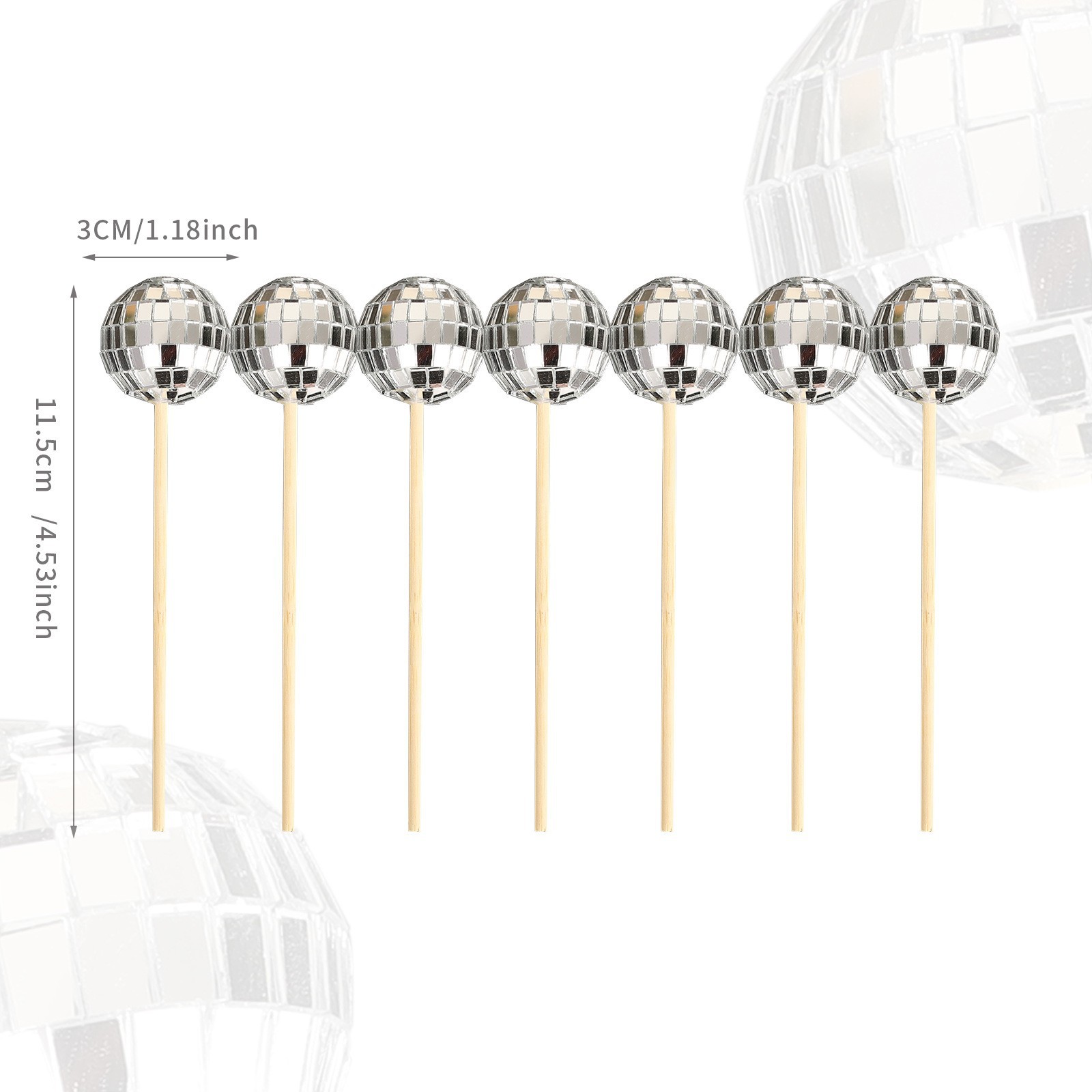 10 Sets Lovely Glass Ball Cupcake Toppers Birthday Theme Party Cake Decorations