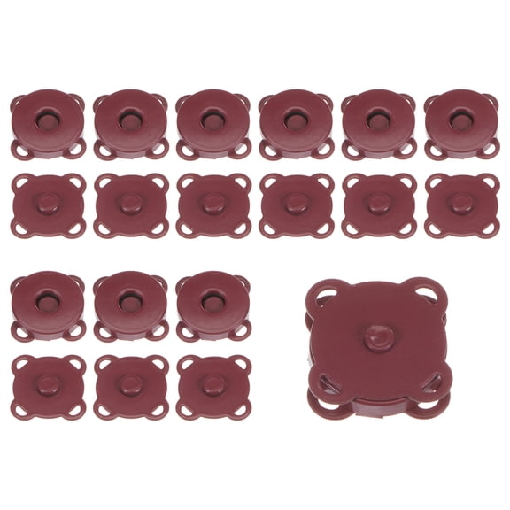 10 Sets Magnetic Snap 18mm Metal Fasteners for Clothing Purse, Dark Red
