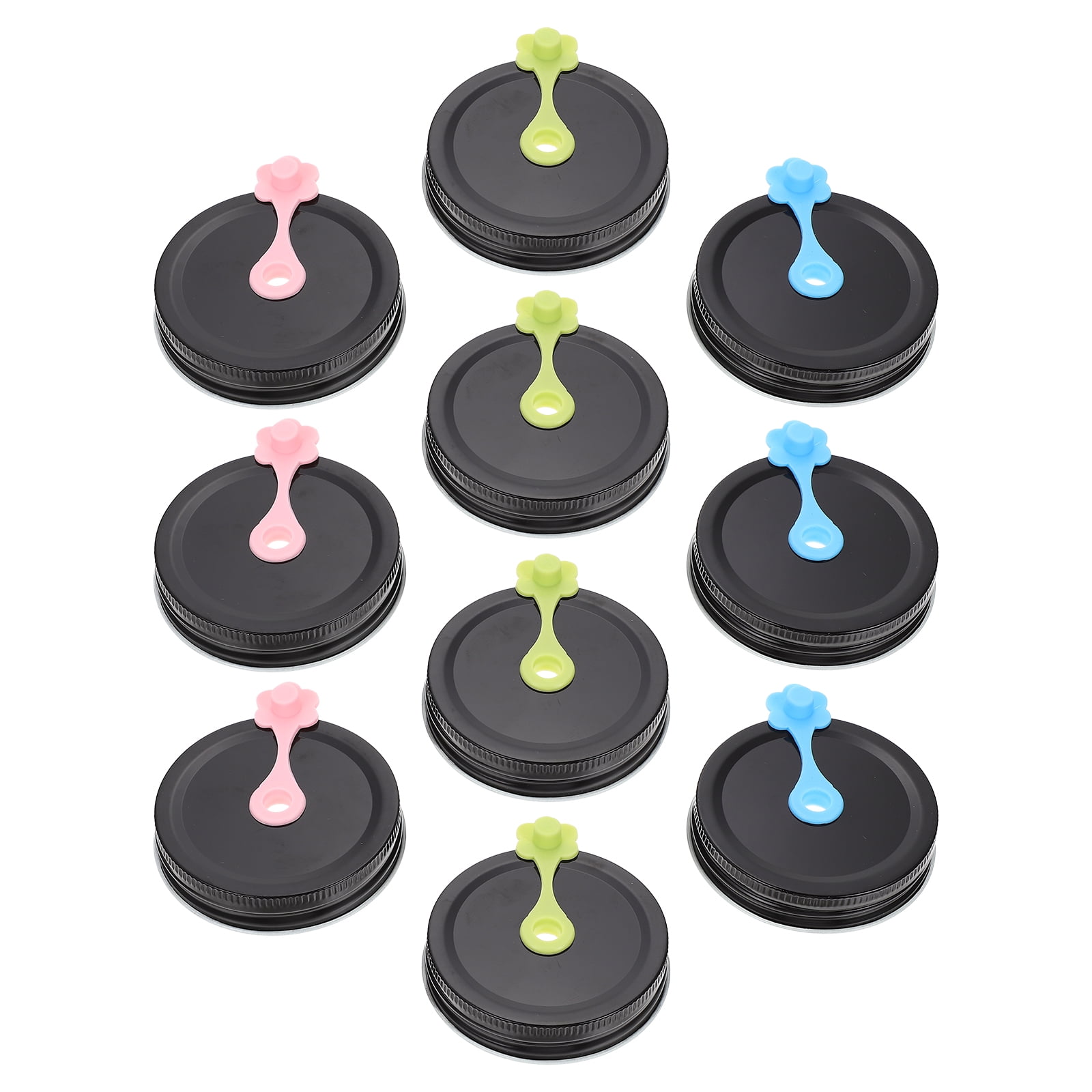 10 Sets Mason Jar Lids Straw Hole Design Jars Can Canning Wide Mouth