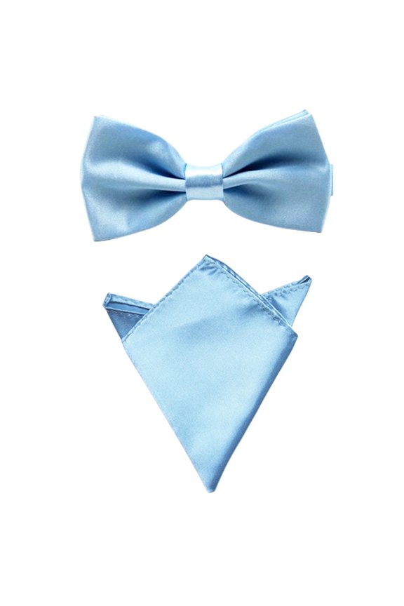 10 Sets Men Satin Solid Bowtie Bow Tie Handkerchief Pocket Square Hanky Set