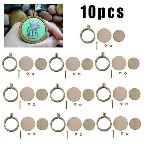 10 Sets Mini Embroidery Hoop Ring Wooden Cross Stitch Frame For Hand Crafts DIY