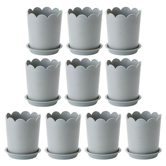 10 Sets Rose Planting Pot Nursery Garden Flowerpots Small Succulent Container Office Grey