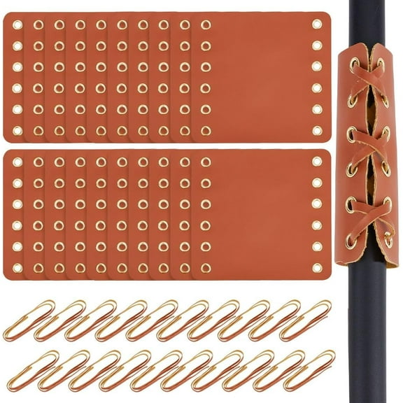 10 Sets Motorcycle Handlebar Wraps with Ropes 4.3x4.5 inch Imitation Leather Hand Grip Covers Brown Motorcycle Thruster Grip Wraps Kit for Motorbike Chopper Accessories 10pairs