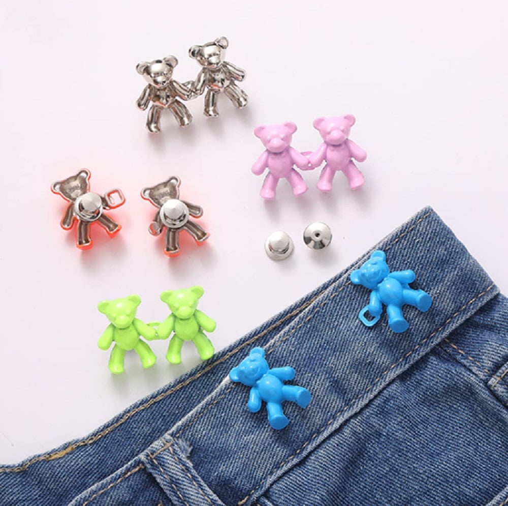 10 Sets No-Sew Adjustable Jean Buttons - Instant Bear Button Pins for ...
