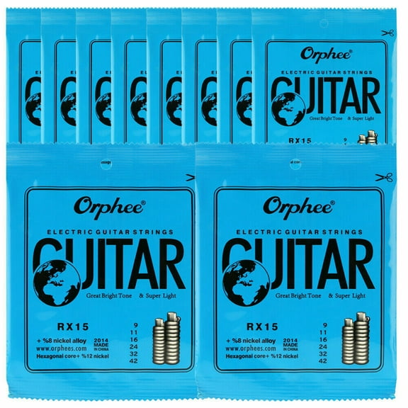 10 Sets Orphee RX15 Electric Guitar Strings Regular Steel Strings Super Light US