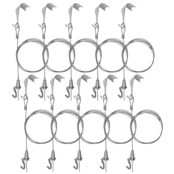10 Sets Picture Rail Hooks Wire Hanger Kit for Wall Hanging Paintings and Frames, Picture Hanging Hardware