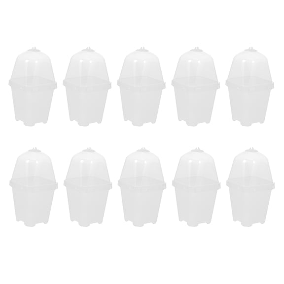 10 Sets Plant Germination Plastic Cups Plant Growing Boxes Nursery Sowing Pots with LIds