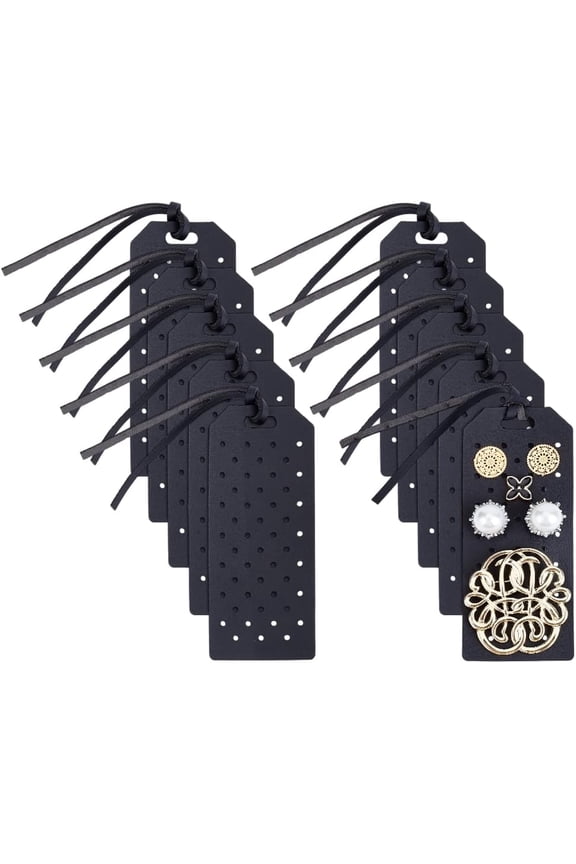 10 Sets Portable Brooch Pin Display Holder 4.7x2 Inch Leather Enamel Pin Display with Cord Black Enamel Pins Display Organizer for Jewelry Brooch Pins Collection Home Decoration Black