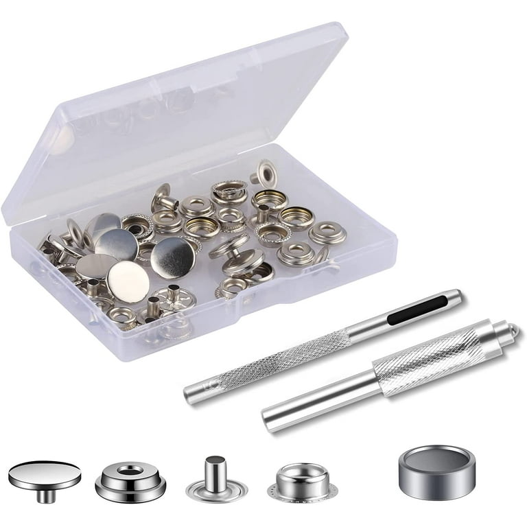 Leather Snap Fasteners Kit,10/12/15mm Metal Button Snaps Press Studs, 4  Tools