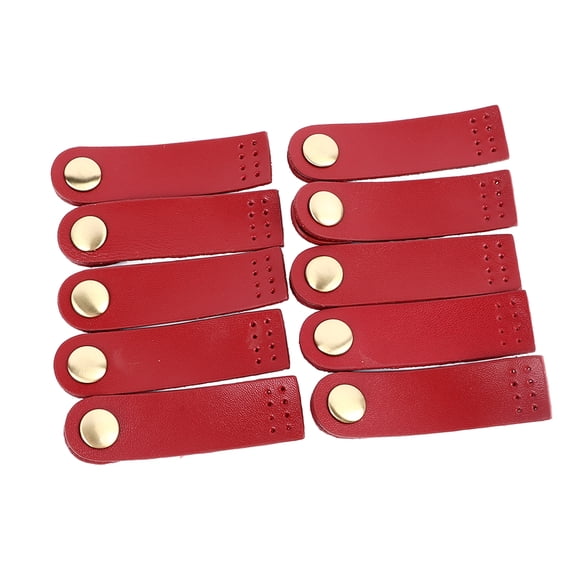 10 Sets Red Genuine Leather Snap Buckle Sew-On Purse Tab Closures 0.1 lb Heavy Duty Soft Leather Closures for DIY Crafting Handbags Suitcases