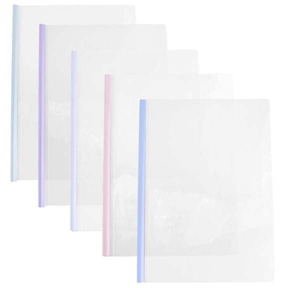 10 Sets Report Covers with Sliding Bar 5 Colors Capacity A4 Size Folder 12In Book Slide Binders Bingding Clips Grip 70 Sheets Pull Rod Plastic for Office Loose Leaf Documents Holder DIY
