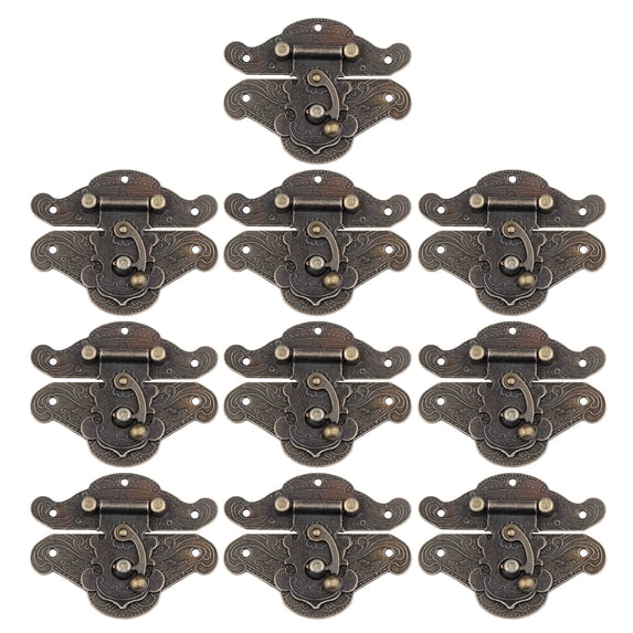 10 Sets Retro Decorative Cabinet Jewelry Box Antique Buckle Wooden Box Latch